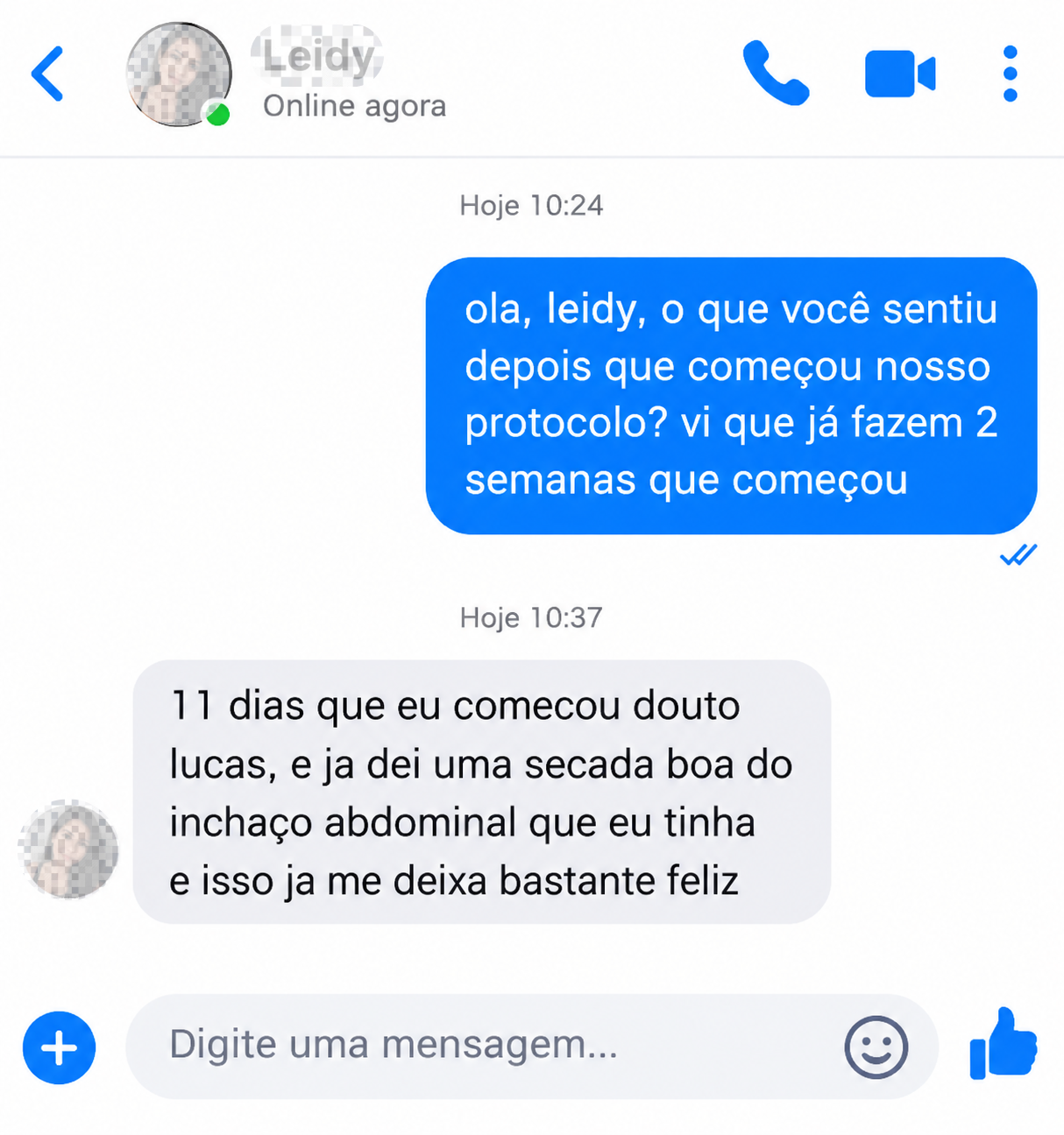 Conversa com Leidy sobre os primeiros dias do protocolo