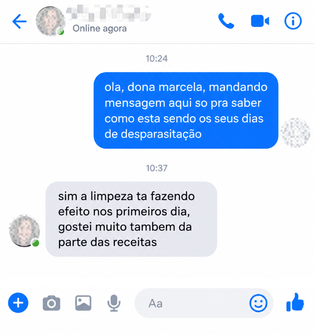 Conversa com Dona Marcela sobre a desparasitação